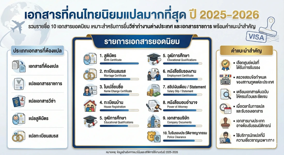 10 เอกสารที่คนไทยนิยมแปลมากที่สุด ปี 2025–2026